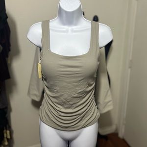 OGL Eco-SkinKiss® Ruched Sides Square Brami Tank Top-Hip Length